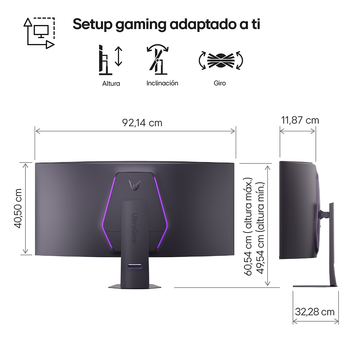 Monitor PC Gaming curvo 99,1cm (38,6") LG UltraGear 39GX950B-B, 165Hz, WUHD OLED 5K2K - Gris Gris-2
