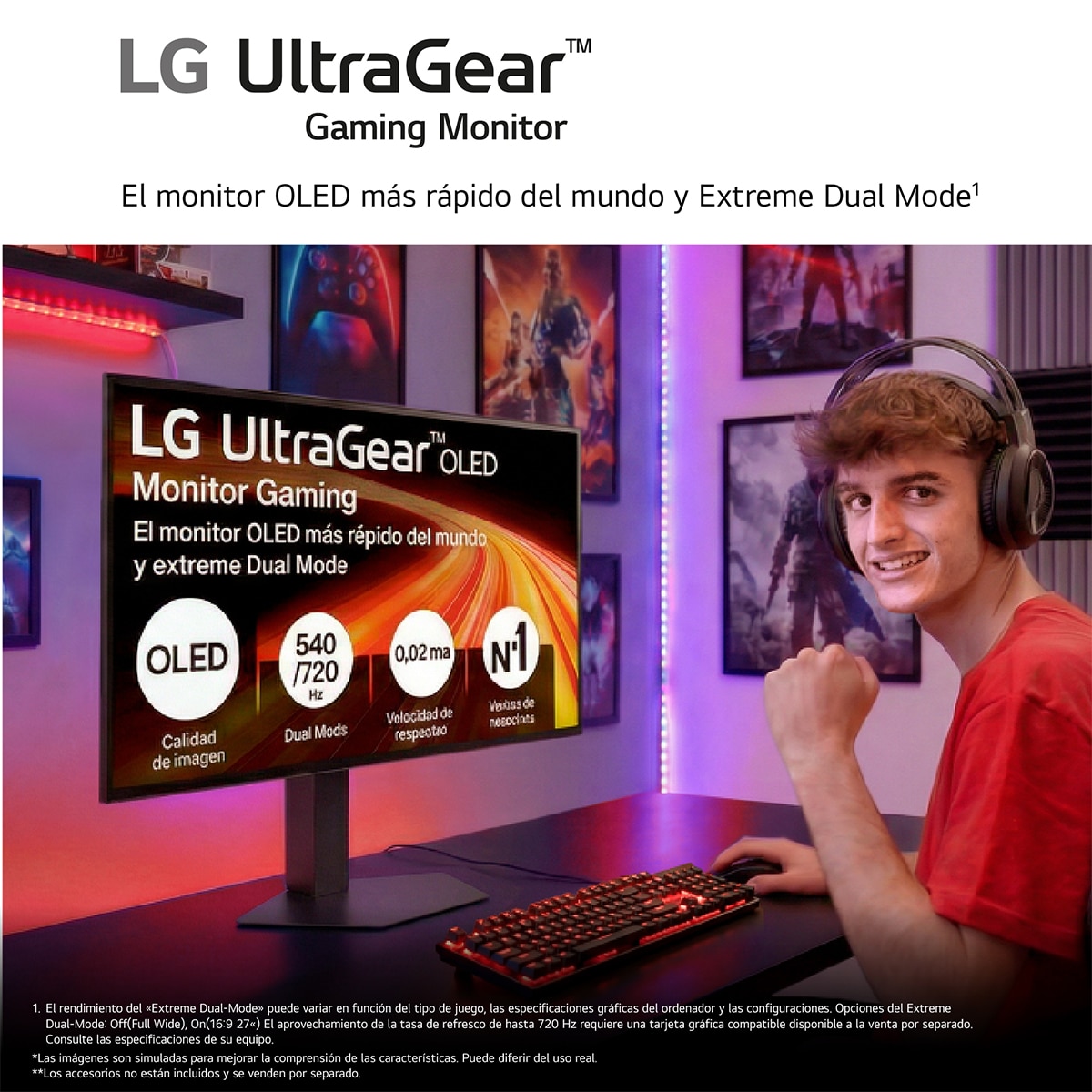 Monitor PC Gaming 67,3cm (26,5") LG UltraGear OLED 27GX790B-B.AEU, 540 Hz, QHD - Gris Gris-14