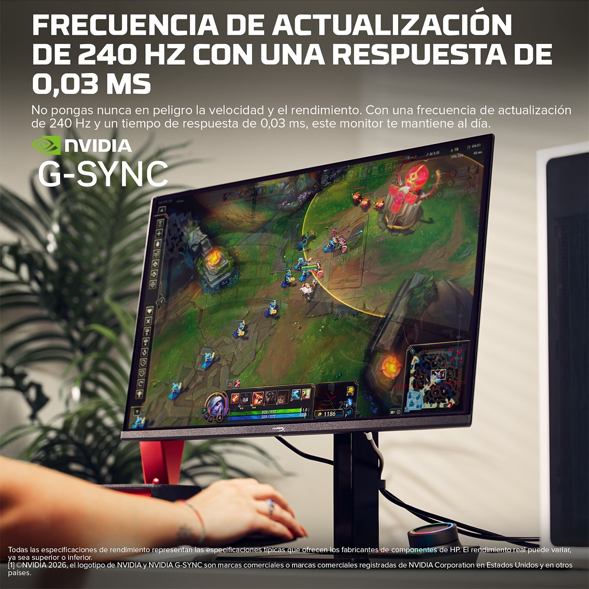 Monitor PC gaming 67,3 cm (27") HP OMEN Hyper 27q, 240 Hz, QHD, Nvidia G-Sync - Negro Negro-7