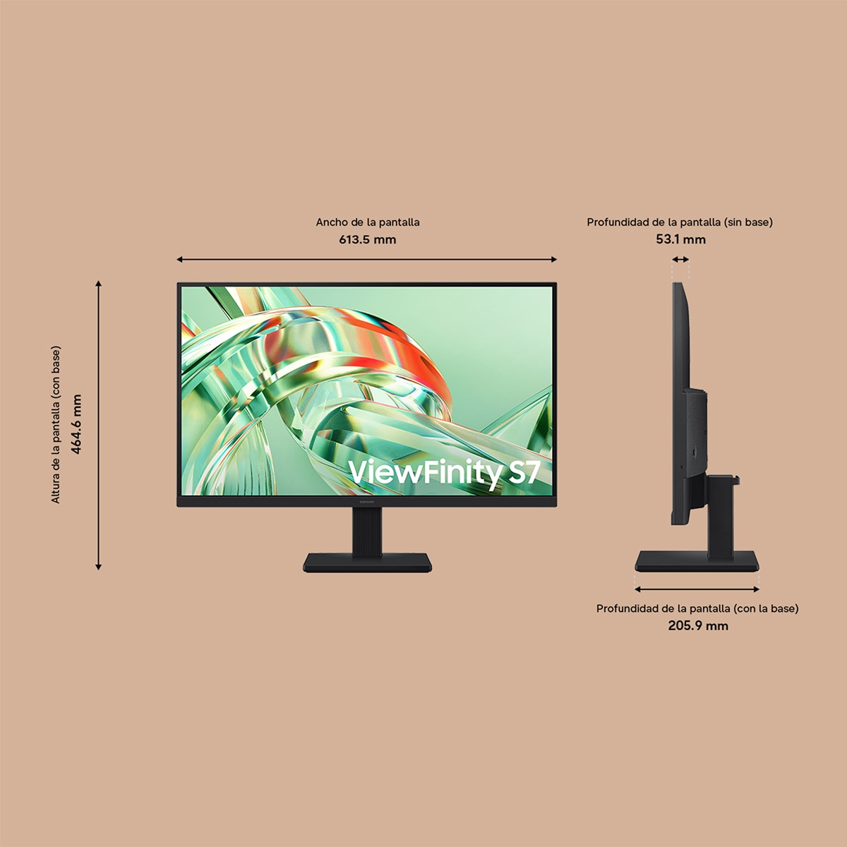 Monitor PC 68,5cm (27") Samsung ViewFinity S7 LS27H710EAUXEN, 60 Hz, UHD 4K - Negro Negro-2