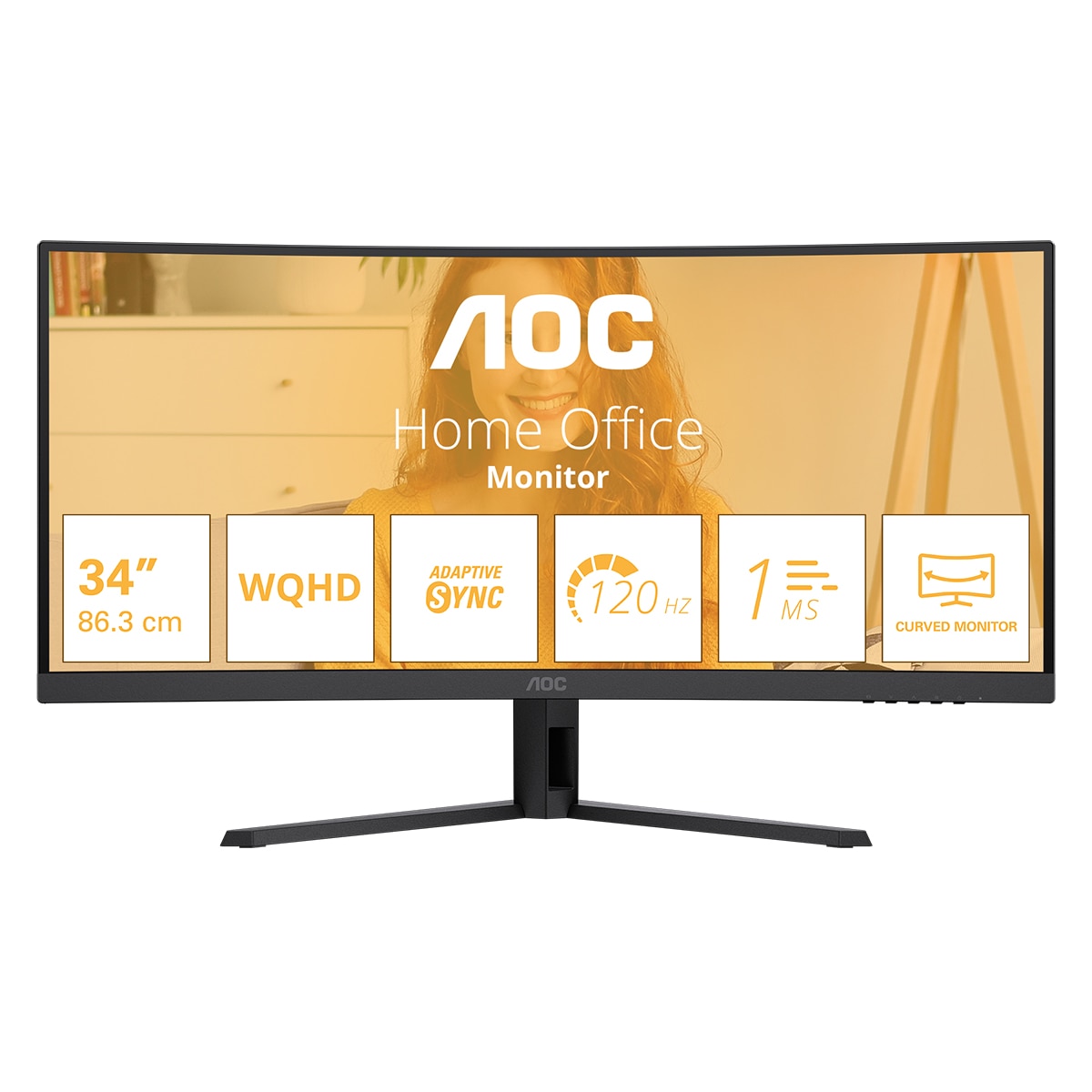 Monitor PC curvo 86,36 cm (34") AOC CU34B3E, WQHD, 120Hz - Negro Negro-1