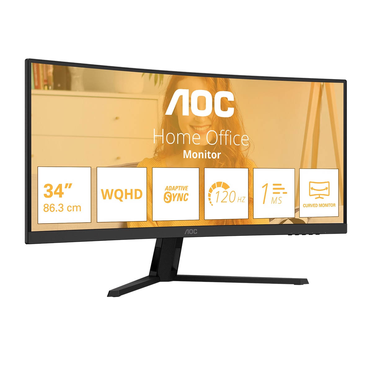 Monitor PC curvo 86,36 cm (34") AOC CU34B3E, WQHD, 120Hz - Negro Negro-4