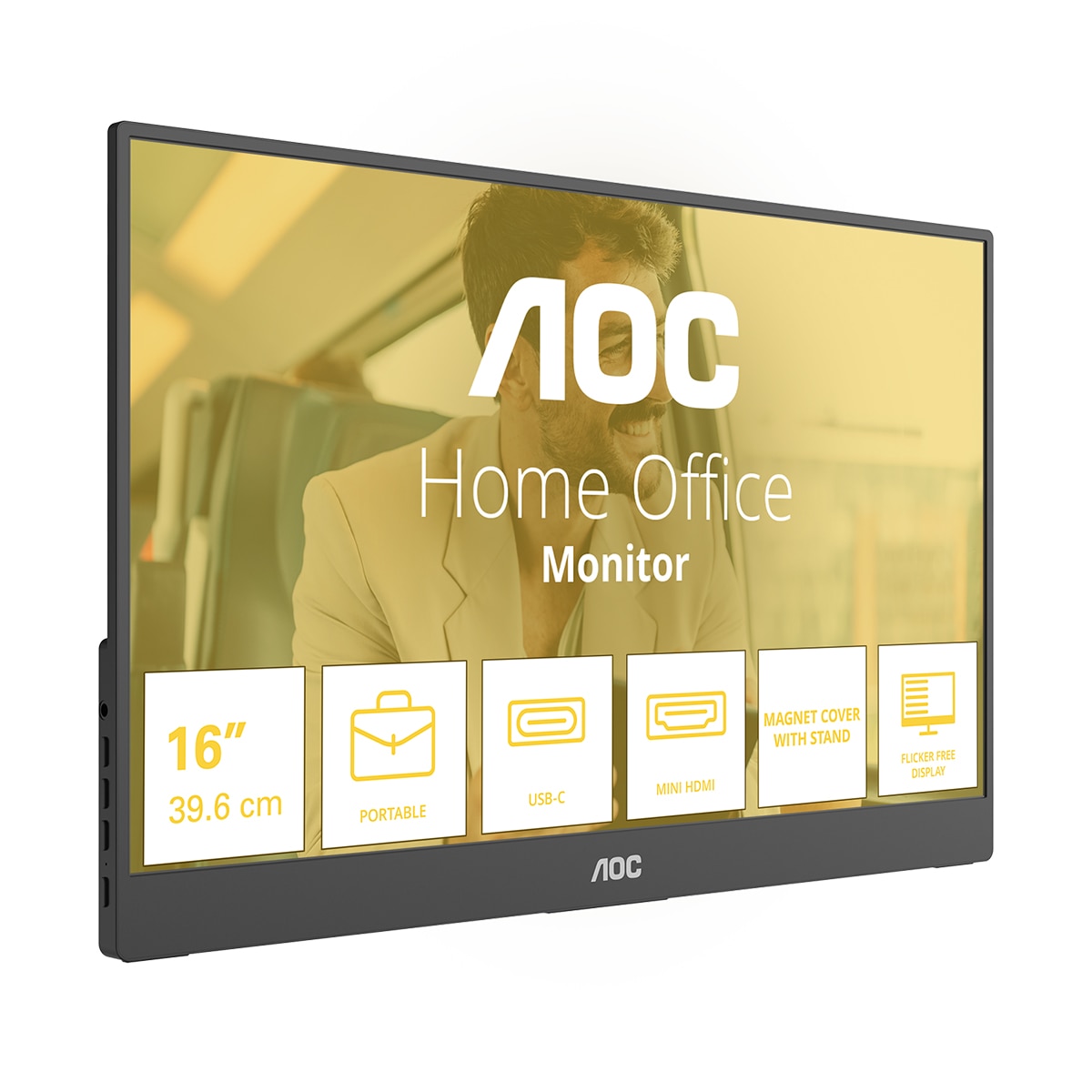 Monitor portátil PC 39,6 cm (15,6") AOC 16T20E2, Full HD, 60Hz - Negro Negro-3