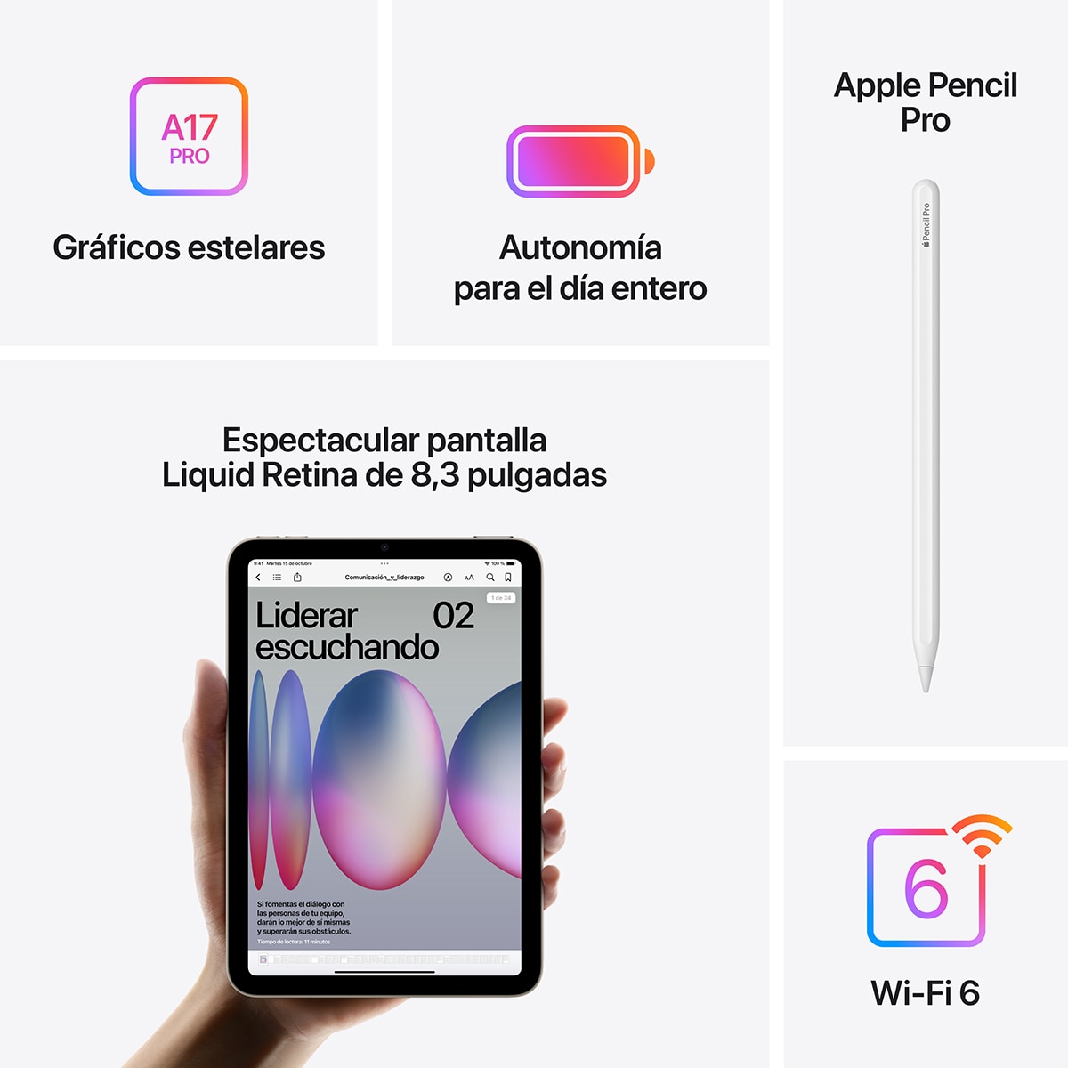 Apple iPad Mini (2024) Wi-Fi (7ª Generación) Blanco estrella-6