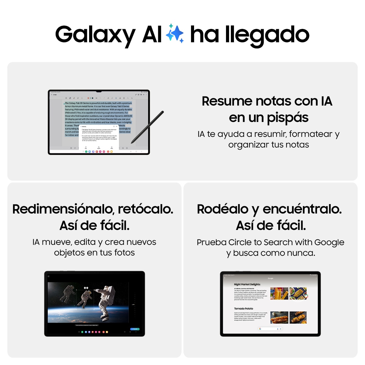 Tablet Samsung Galaxy Tab S9 8 GB + 128 GB Wi-Fi + 5G Gris Grafito-10