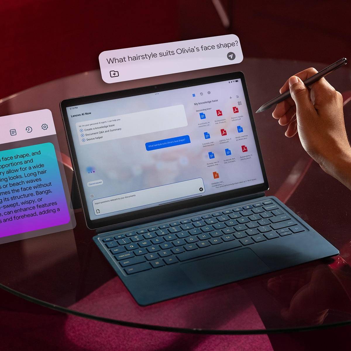Tablet Lenovo Yoga Tab Plus, 16GB + 256GB, 12,7" 3K, Wi-Fi + Teclado y Lápiz Tab Pen Pro Verde azulado-14