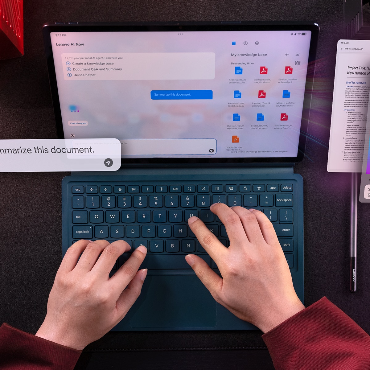 Tablet Lenovo Yoga Tab Plus, 16GB + 256GB, 12,7" 3K, Wi-Fi + Teclado y Lápiz Tab Pen Pro Verde azulado-16