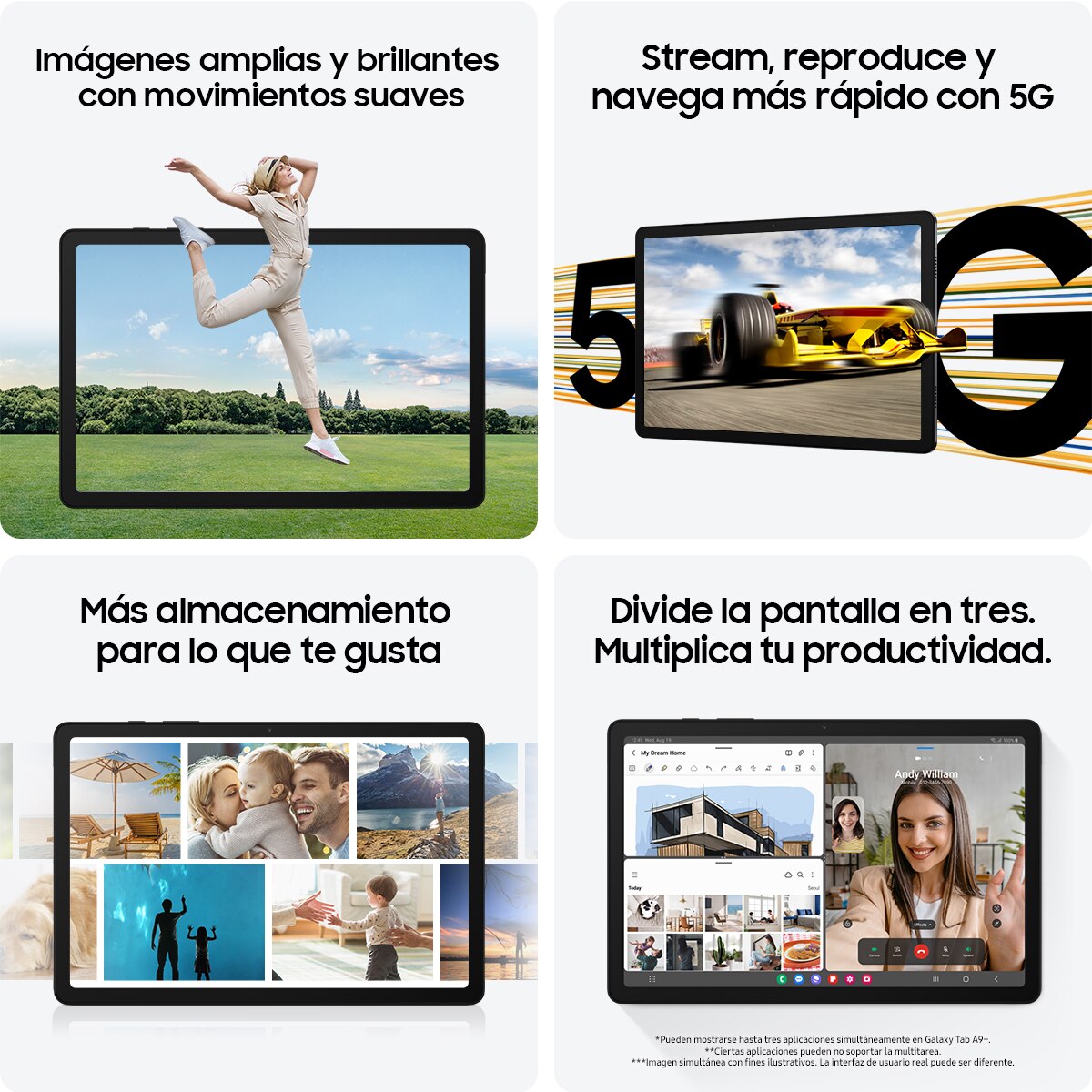 Tablet Samsung Galaxy Tab A9+ Wi-Fi+5G 6GB+128GB Gris-5