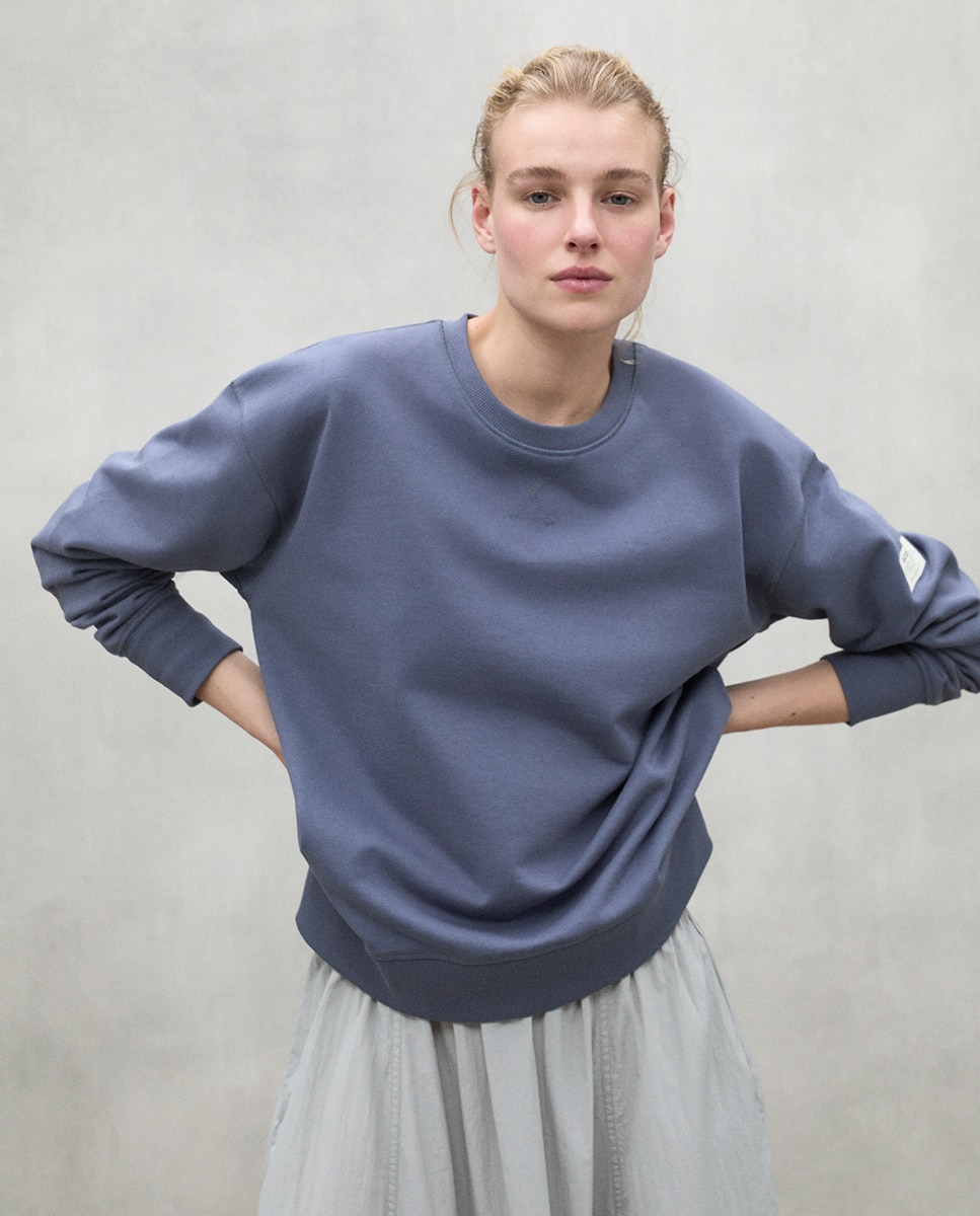 Sweatshirt com Decote Redondo Cinzento-escuro-1