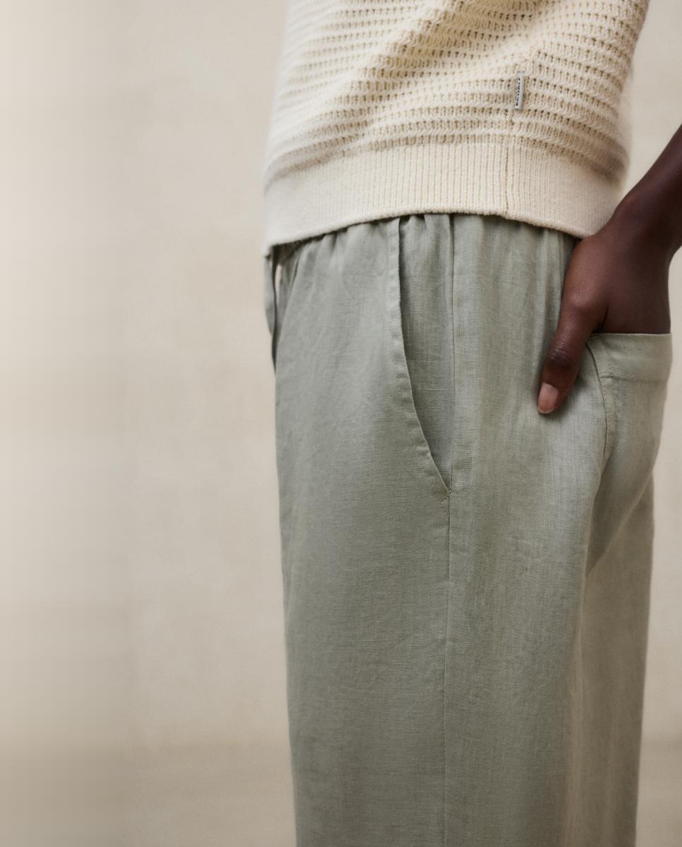 Joggers sem Bolsos Laterais e Design Liso Verde-claro-3