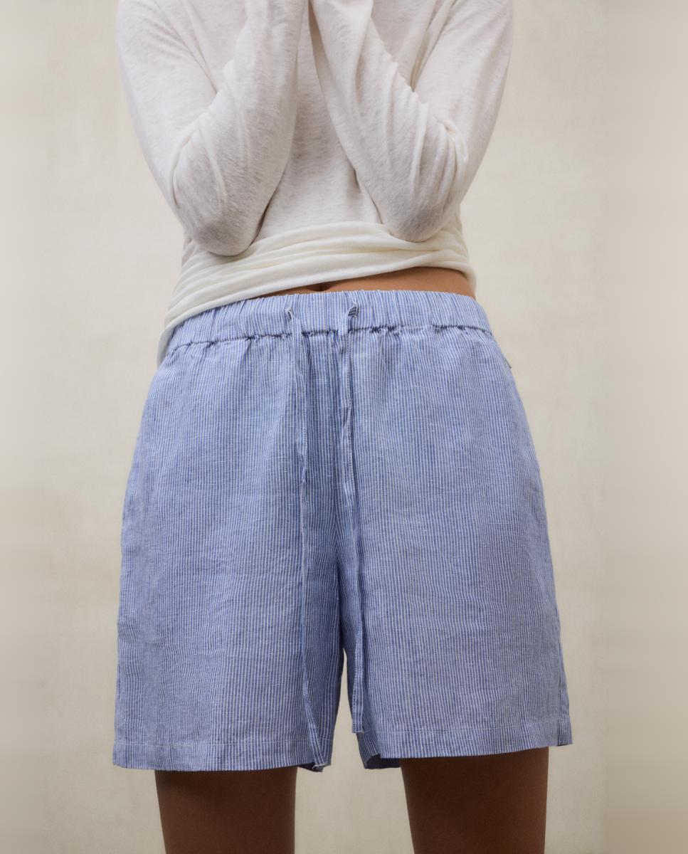Ecoalf - Short de mujer de lino con cintura elástica.