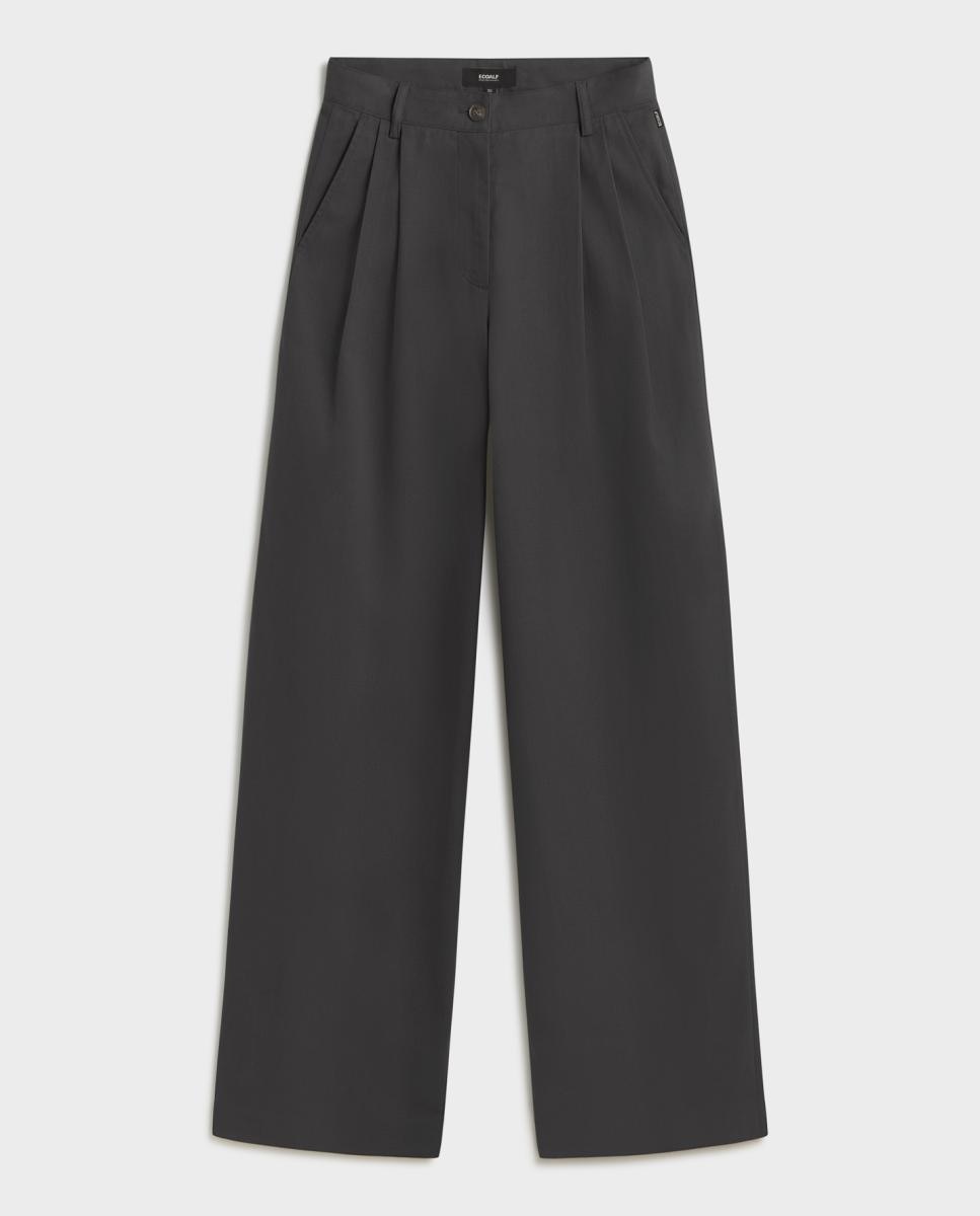 Pantalón recto de mujer con cierre de botón y cremallera - Ecoalf - Verde pardo Verde pardo-4