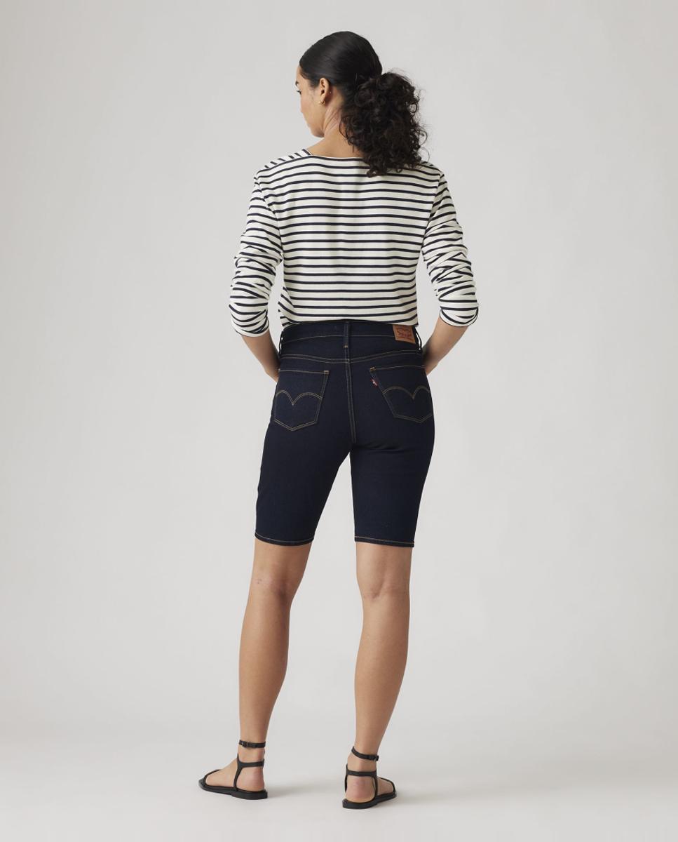 Bermudas de Ganga Shaping de Cintura Média Azul-índigo-3