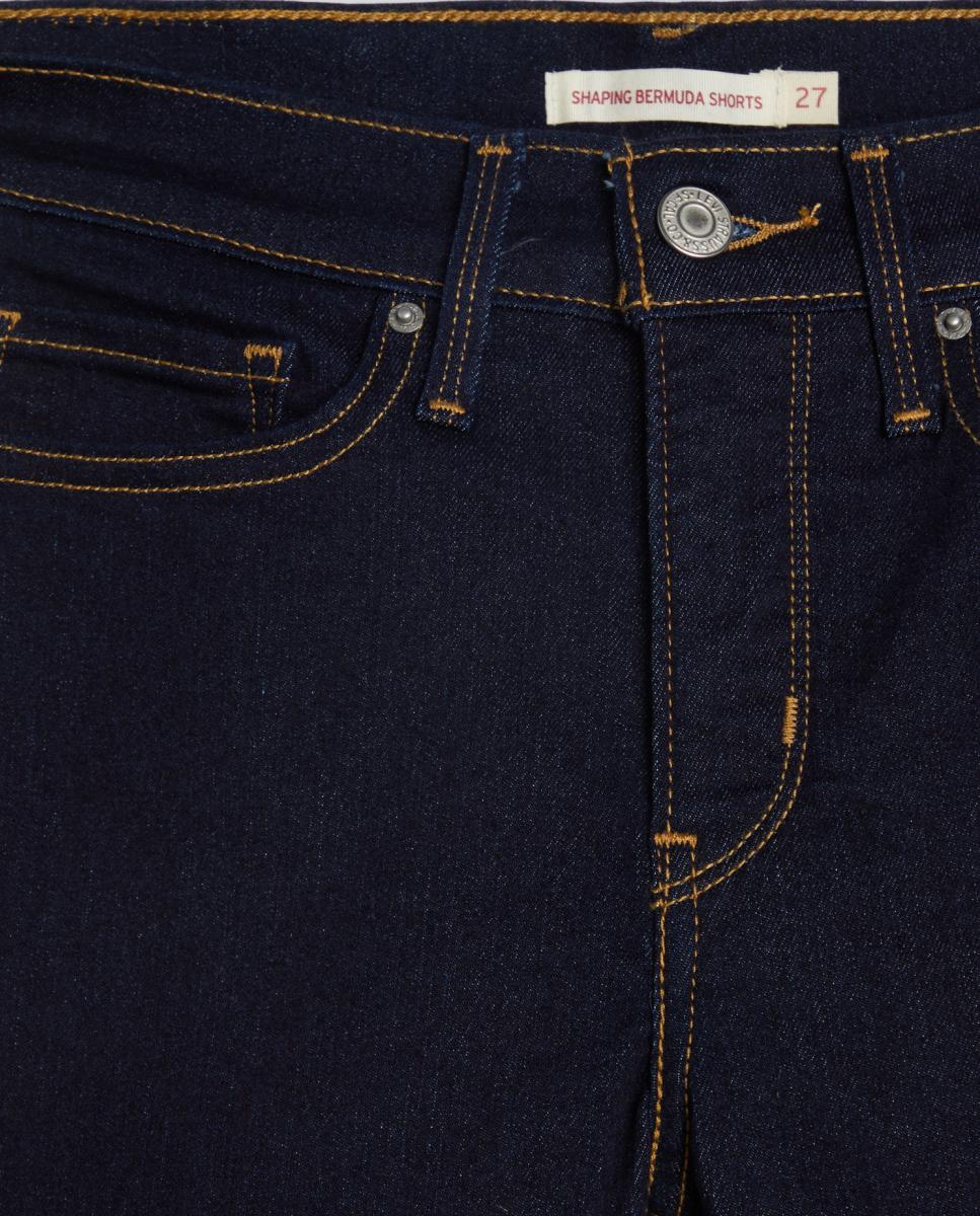 Bermudas de Ganga Shaping de Cintura Média Azul-índigo-7
