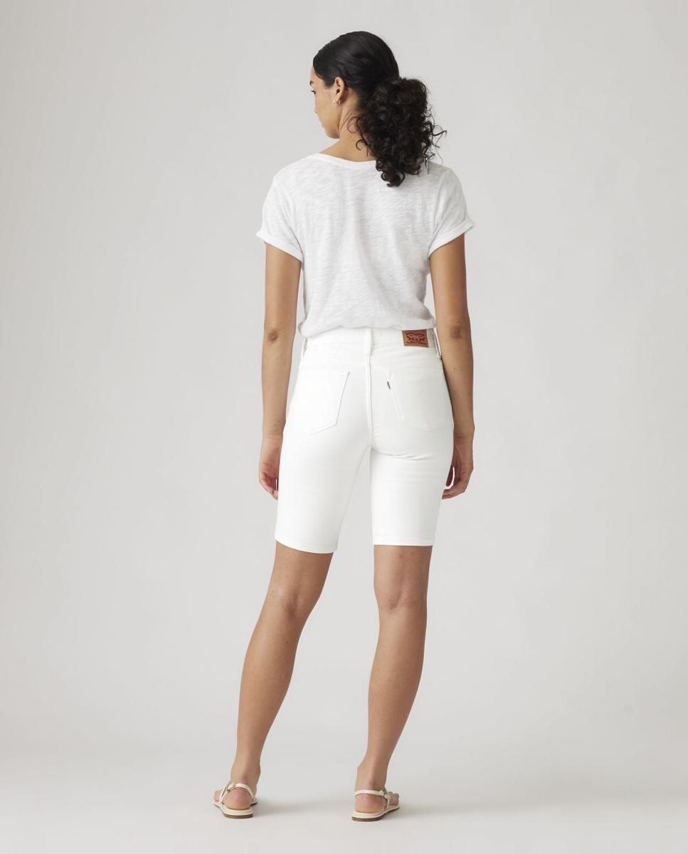 Bermudas de Ganga Shaping de Cintura Média Branco-3