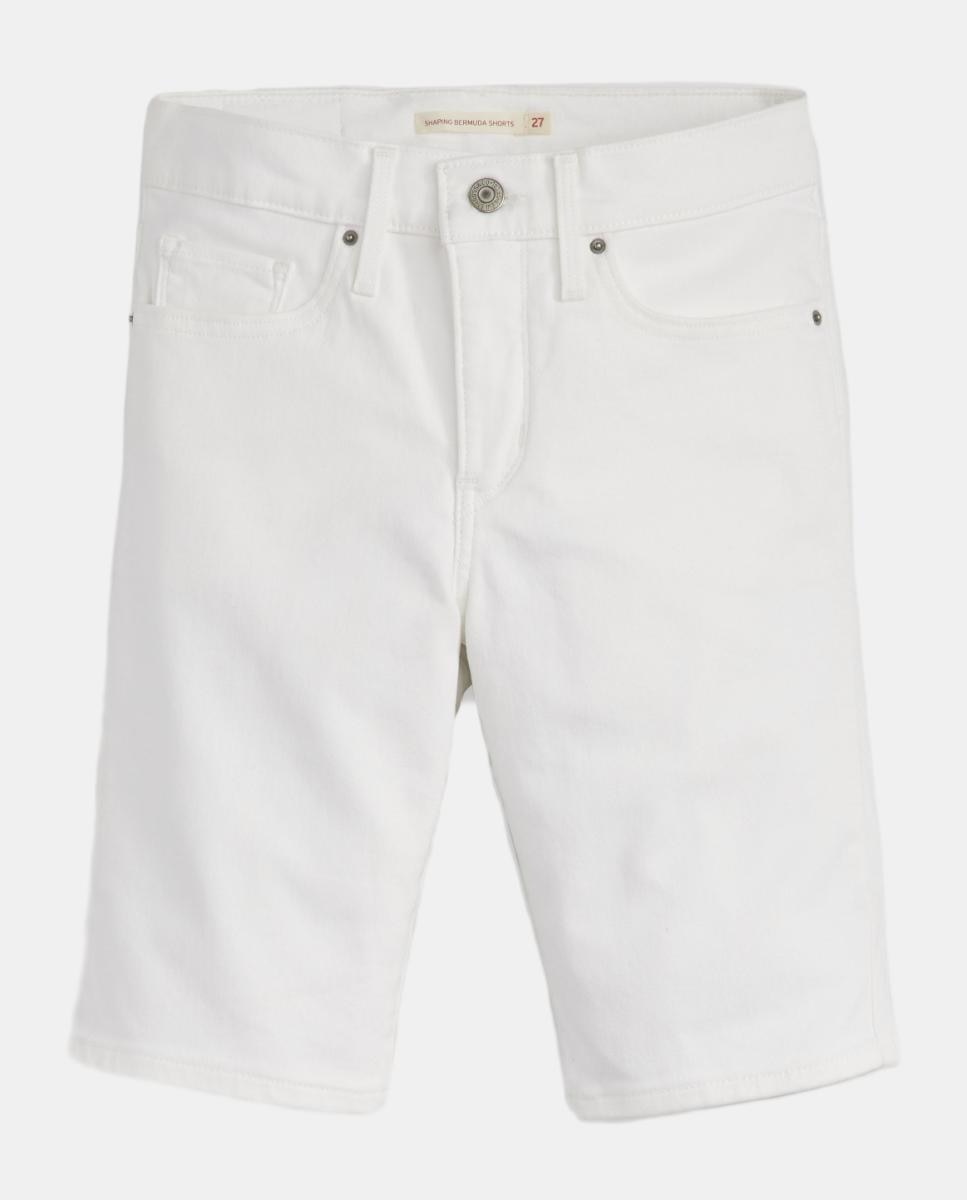 Bermudas de Ganga Shaping de Cintura Média Branco-5