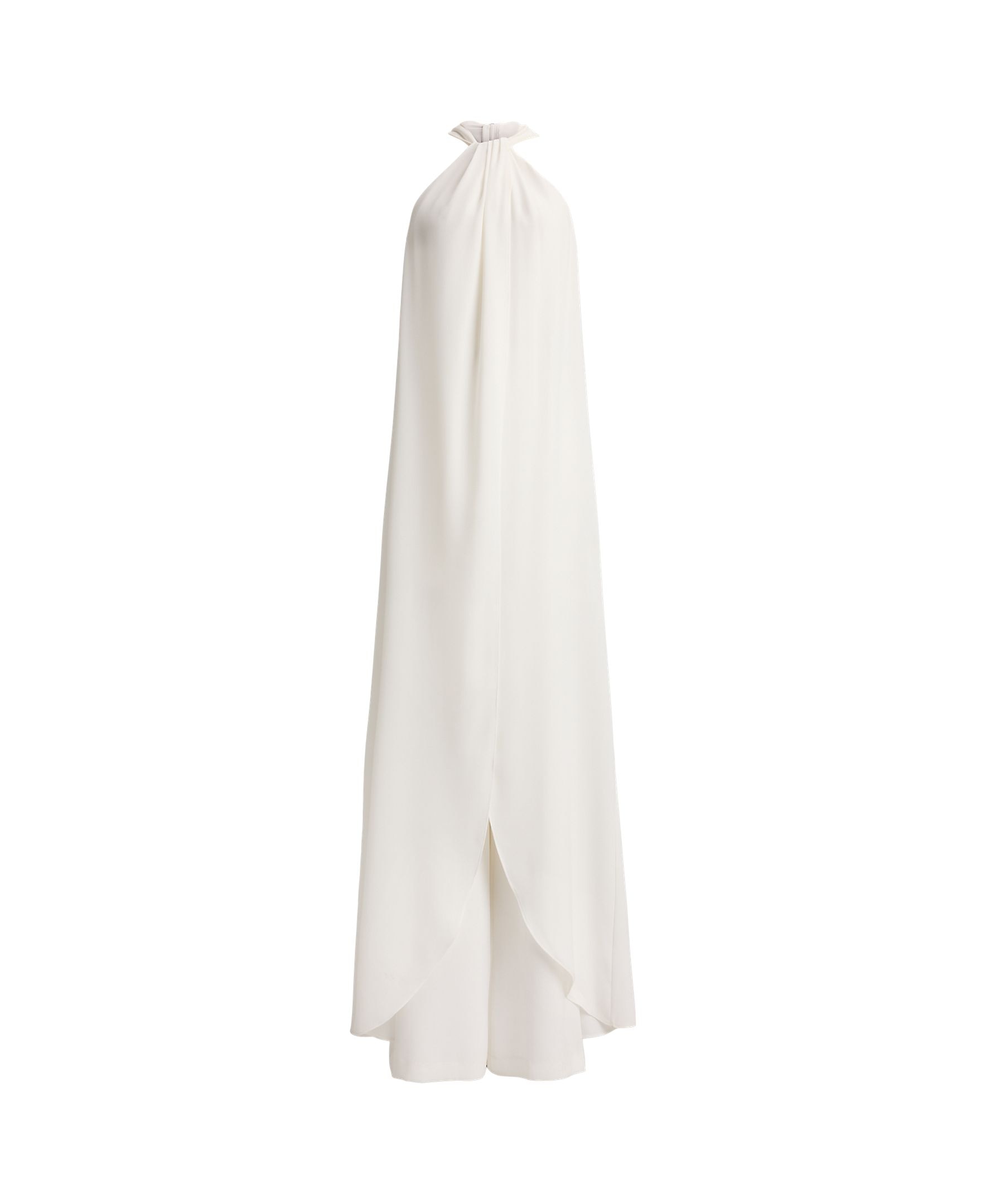 Macacão de Georgette com Gola Halter e Capa Branco-5