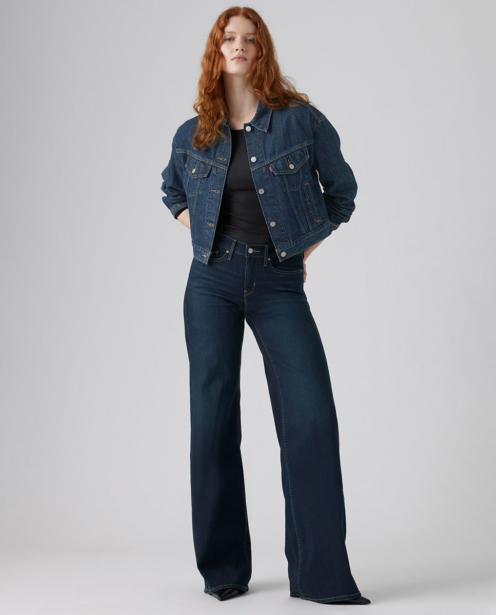 Jeans Straight 318™ Shaping Wide Leg de Cintura Média Azul-marinho-1