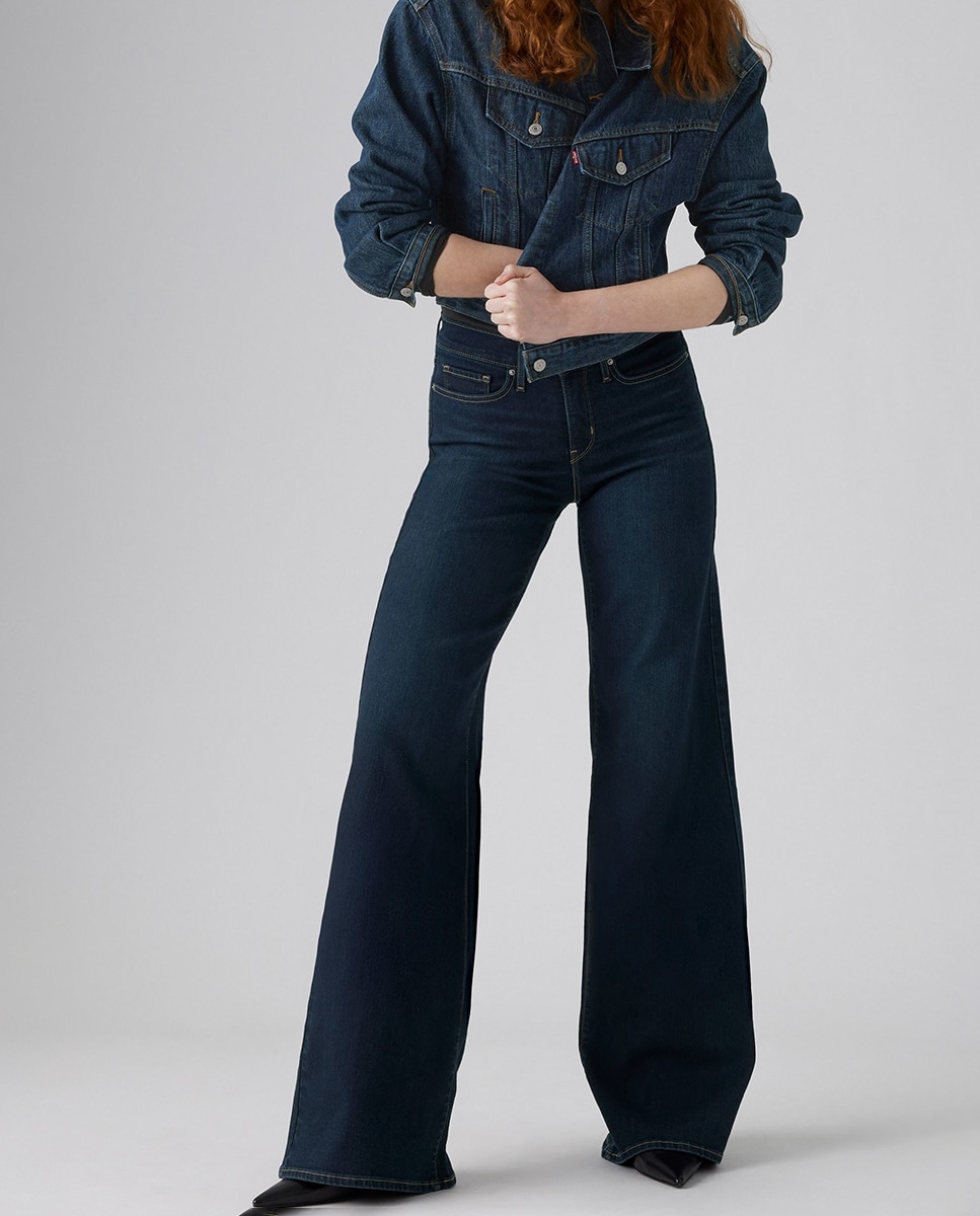 Jeans Straight 318™ Shaping Wide Leg de Cintura Média Azul-marinho-2