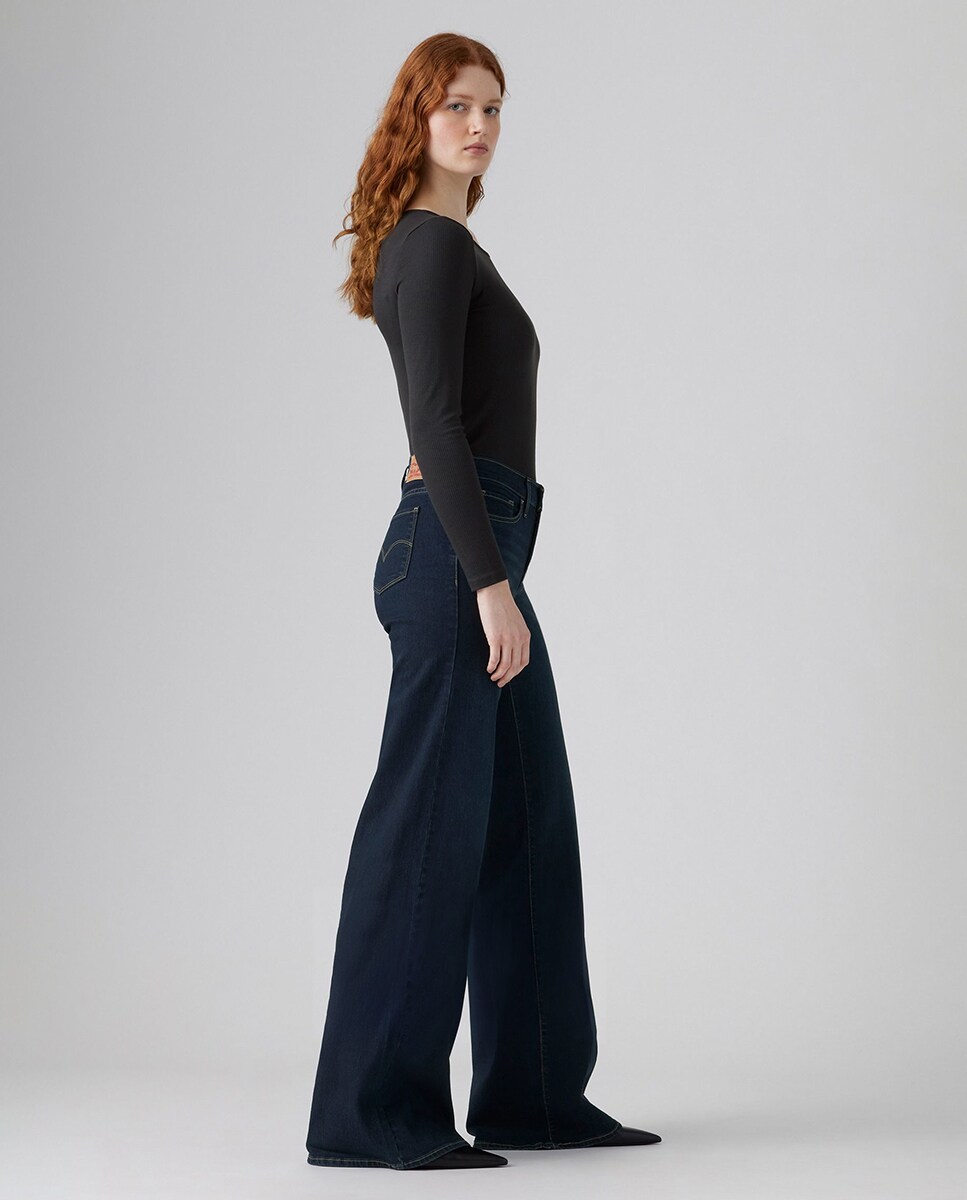 Jeans Straight 318™ Shaping Wide Leg de Cintura Média Azul-marinho-4