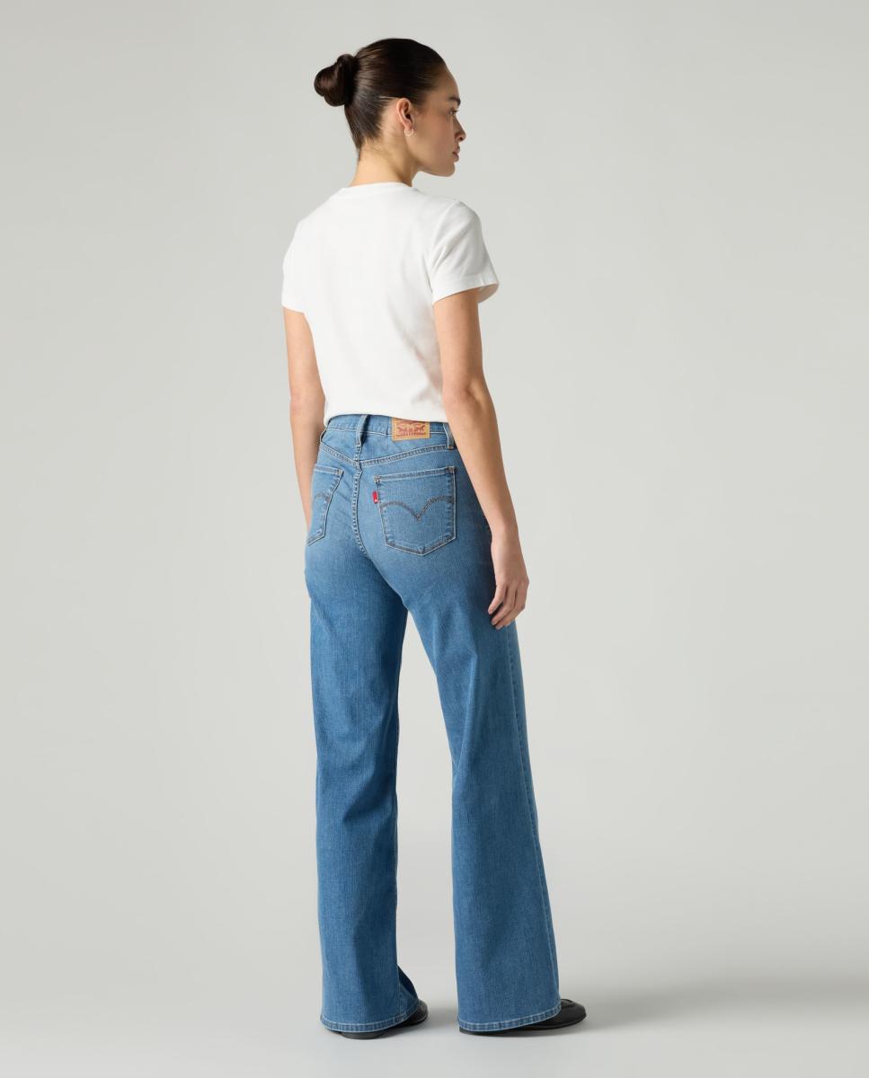 Jeans Straight 318™ Shaping Wide Leg de Cintura Média Azul-3