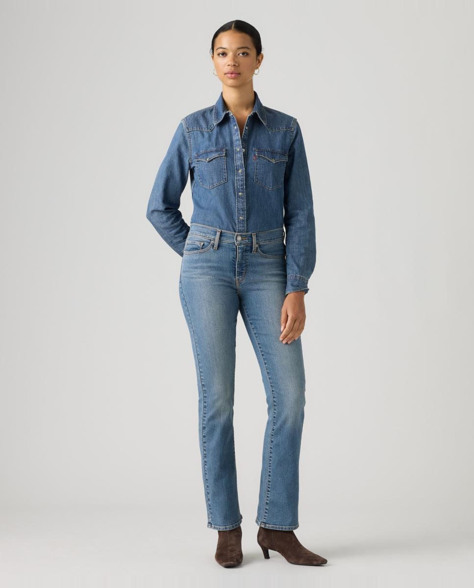 Jeans à Boca de Sino 315? Shaping Bootcut com Cintura Média Azul-claro-4