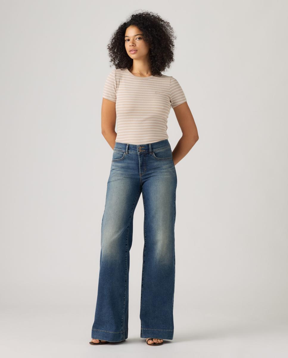 Jeans Straight 318? Shaping Wide Leg de Cintura Média Azul-4