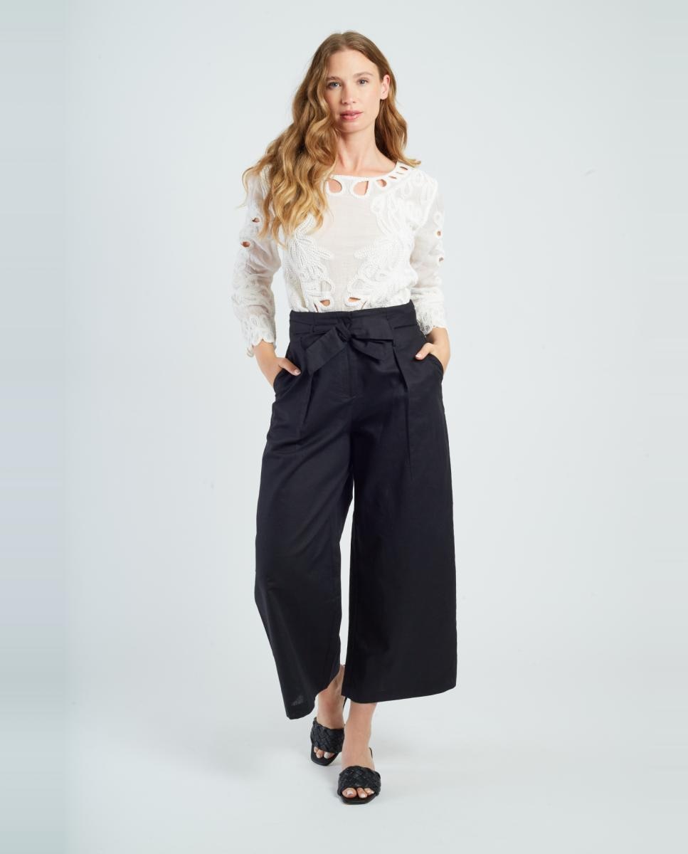 Blusa con cuello redondo y manga francesa. - Derhy - Blanco Blanco-6