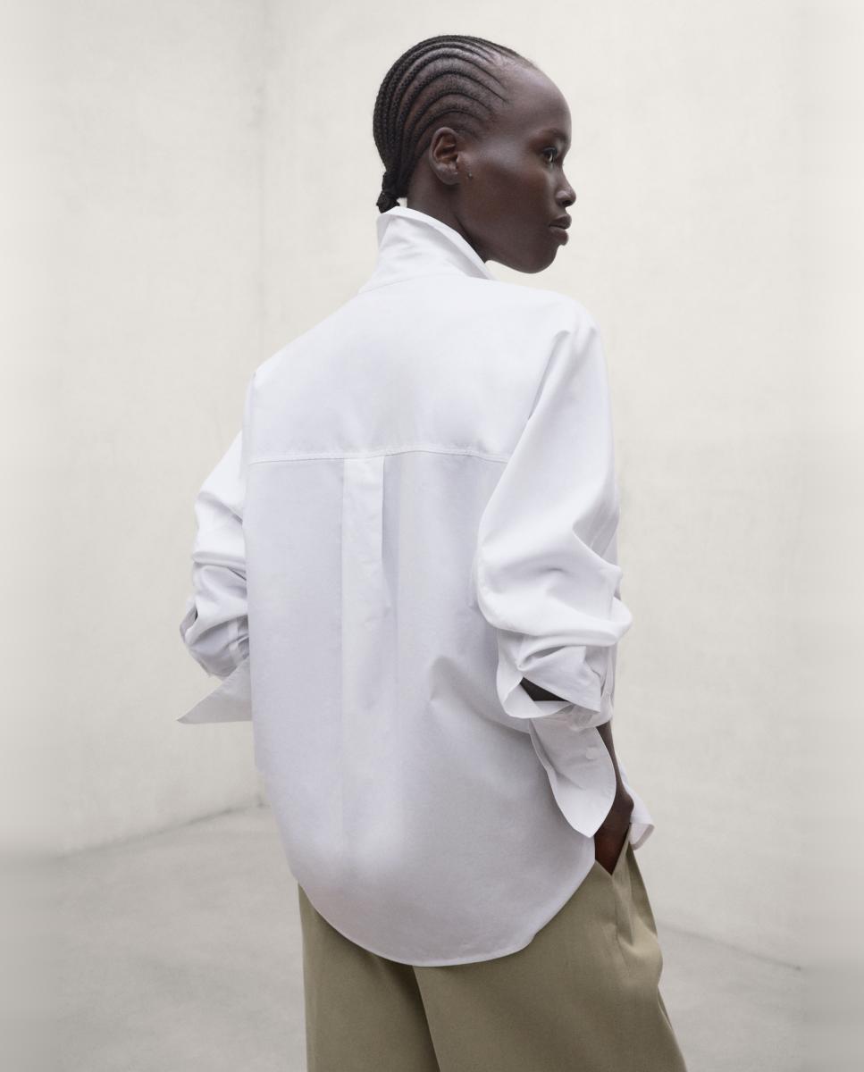 Camisa Lisa com Fecho de Botões Branco-2
