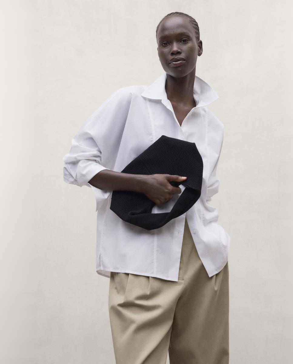 Camisa Lisa com Fecho de Botões Branco-3