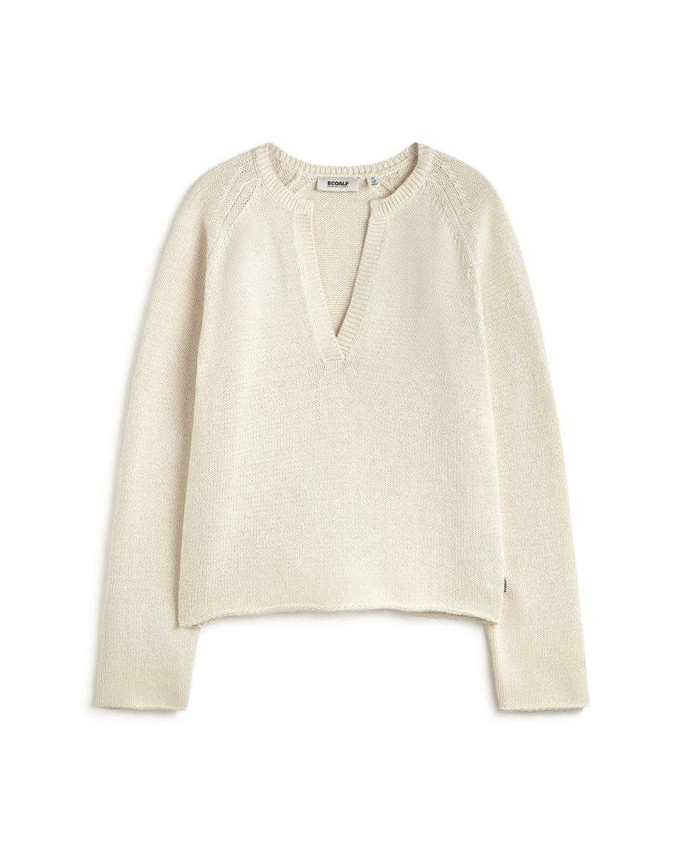 Camisa de mujer con corte holgado y mangas raglán - Ecoalf - Verde claro Beige-4