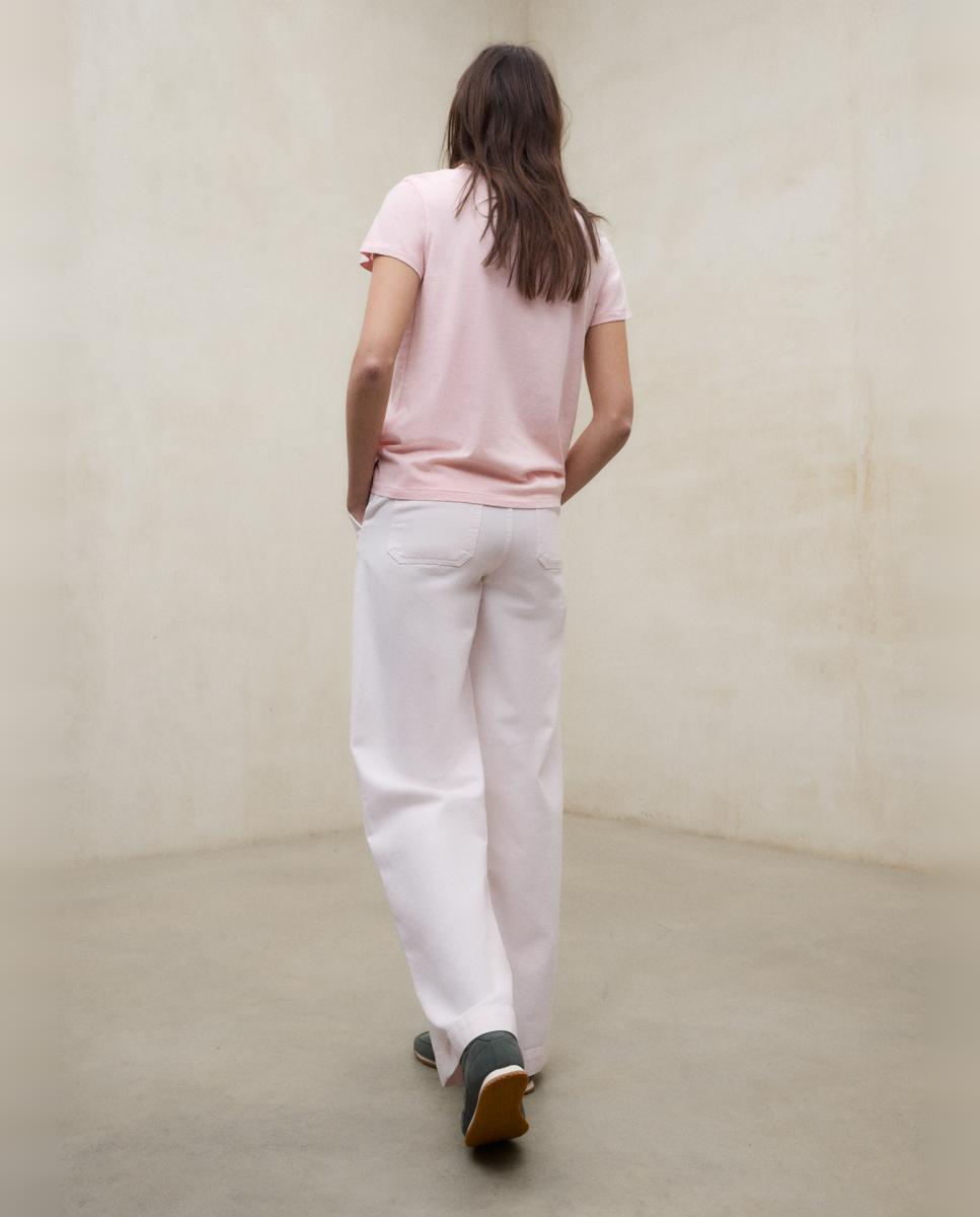 T-shirt com Corte Regular e Decote Redondo Rosa-claro-2