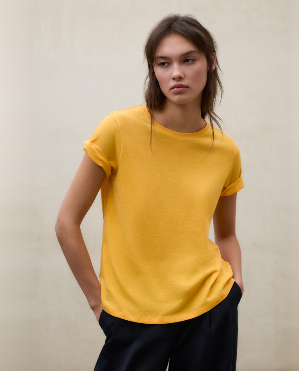 Camiseta de mujer con corte regular y cuello redondo - Ecoalf - Naranja Naranja-1