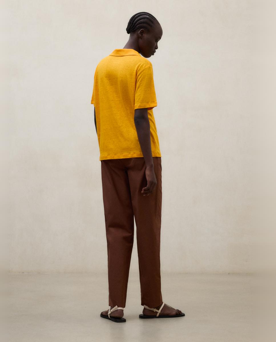 Polo de Linho Relaxed Fit Laranja-2