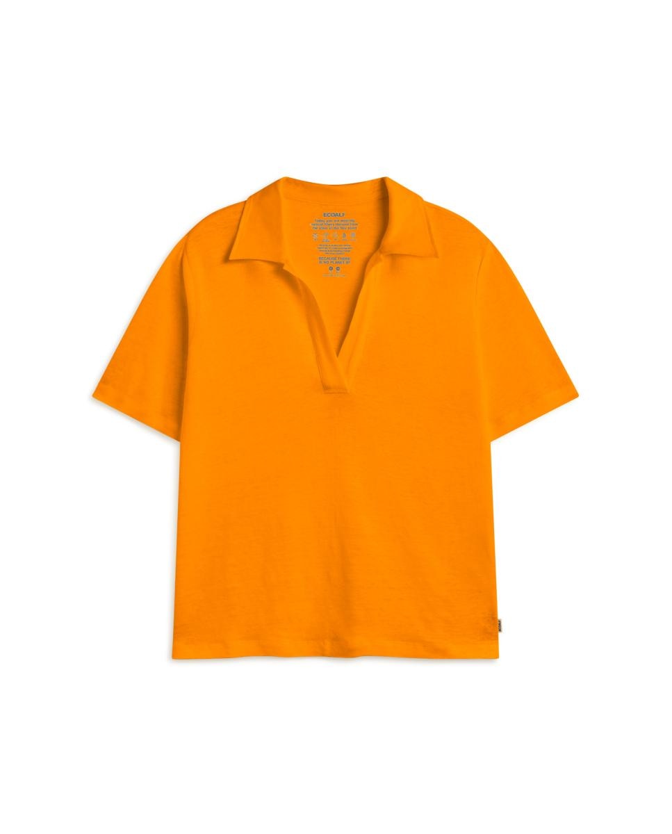 Polo de Linho Relaxed Fit Laranja-4