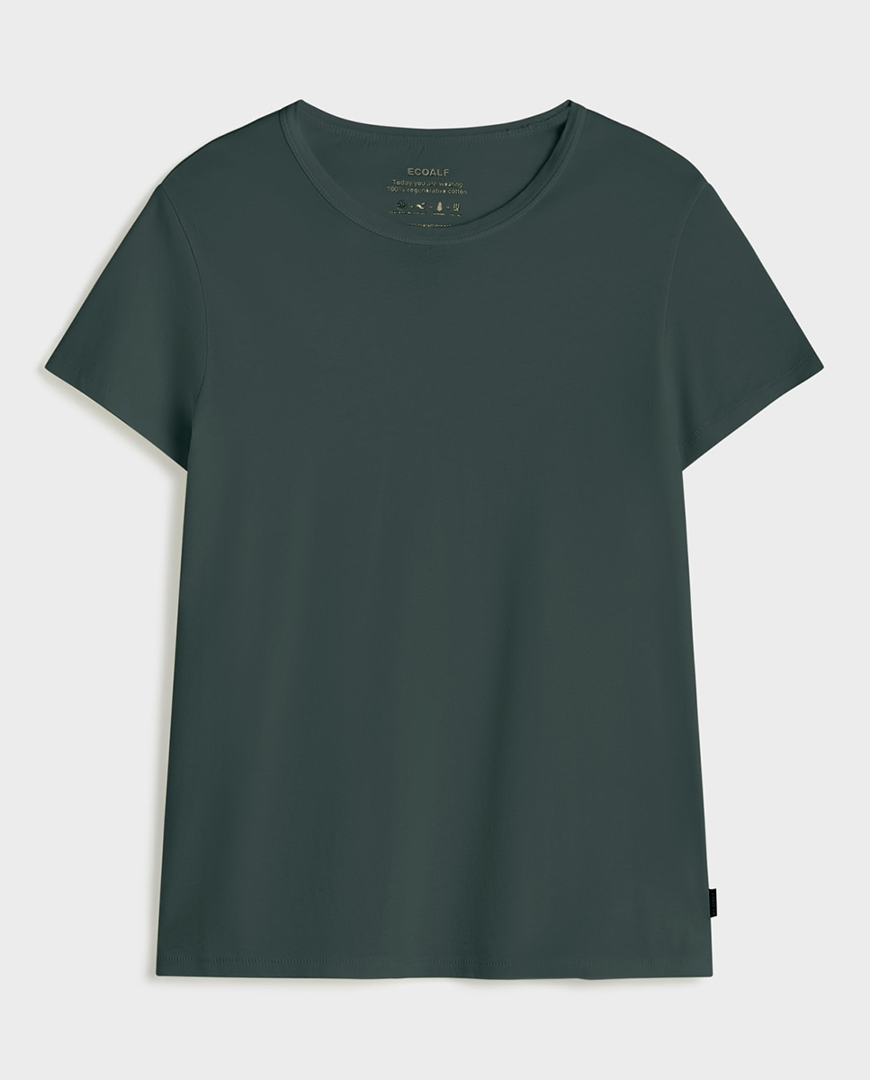 Imagen 4 de Camiseta de mujer con corte regular y cuello redondo - Ecoalf - Verde militar Verde militar
