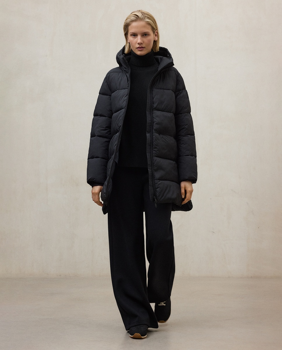 Imagem 0 de Sobretudo Acolchoado com Fecho de Correr, Capuz e Bolsos à Frente