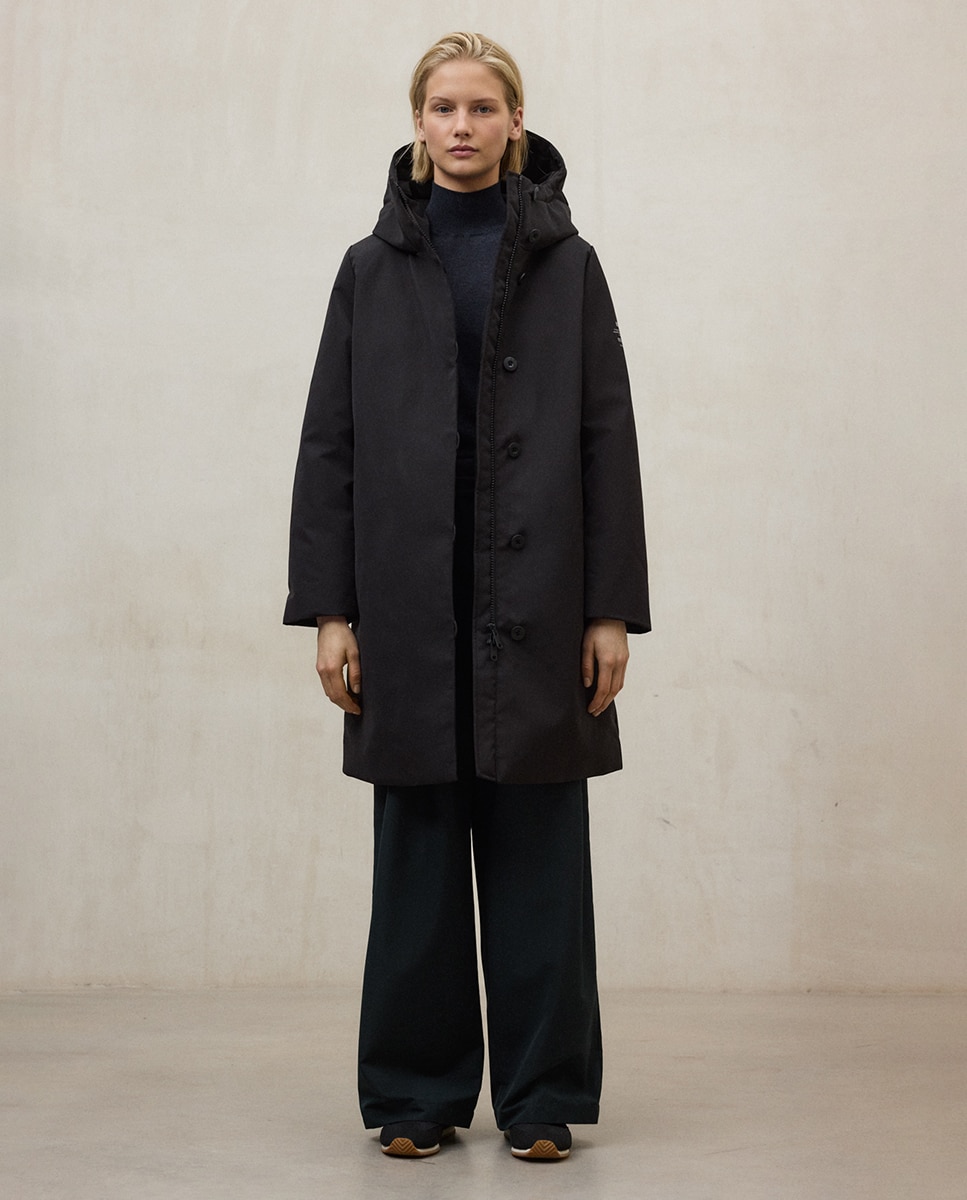 Imagem 0 de Sobretudo com Fecho de Botões, Capuz e Bolsos Laterais