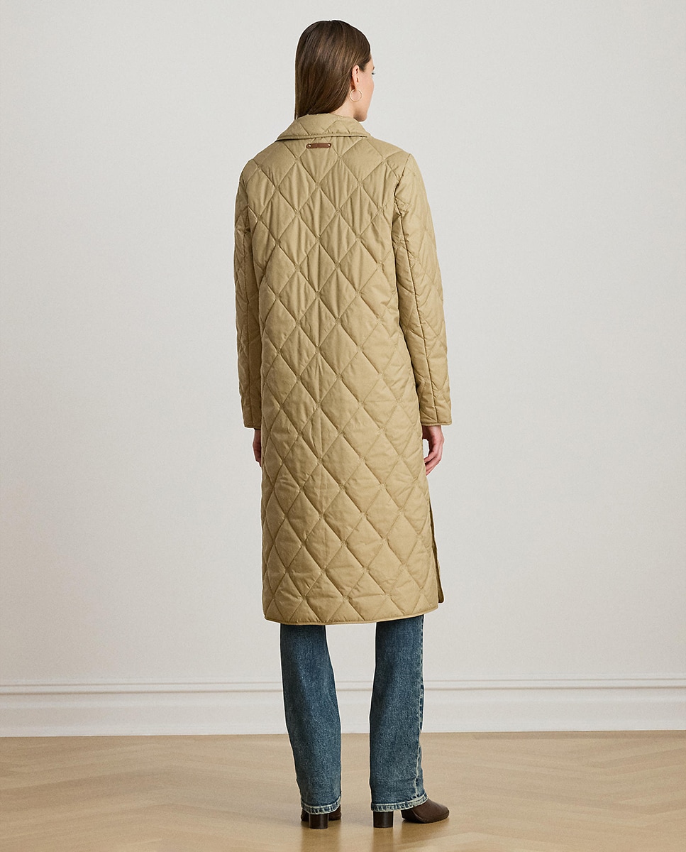 Sobretudo comprido acolchoado Bege-3