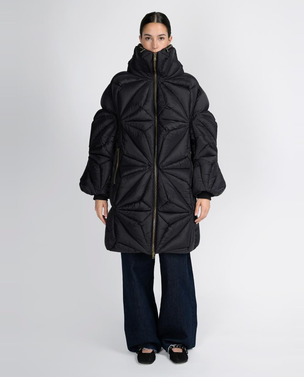 Blusão Acolchoado Diamond Curto com Desenho de Diamante Preto-1