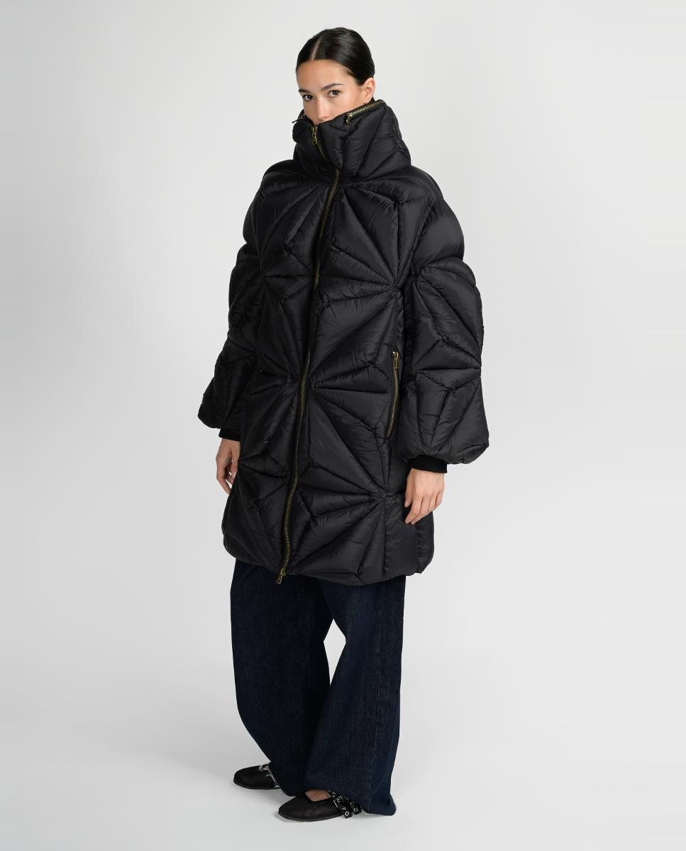 Blusão Acolchoado Diamond Curto com Desenho de Diamante Preto-3