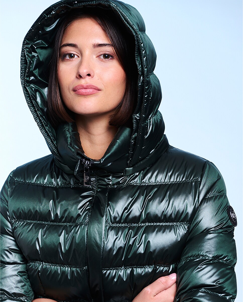 Blusão Acolchoado Cintado Verde-escuro-4