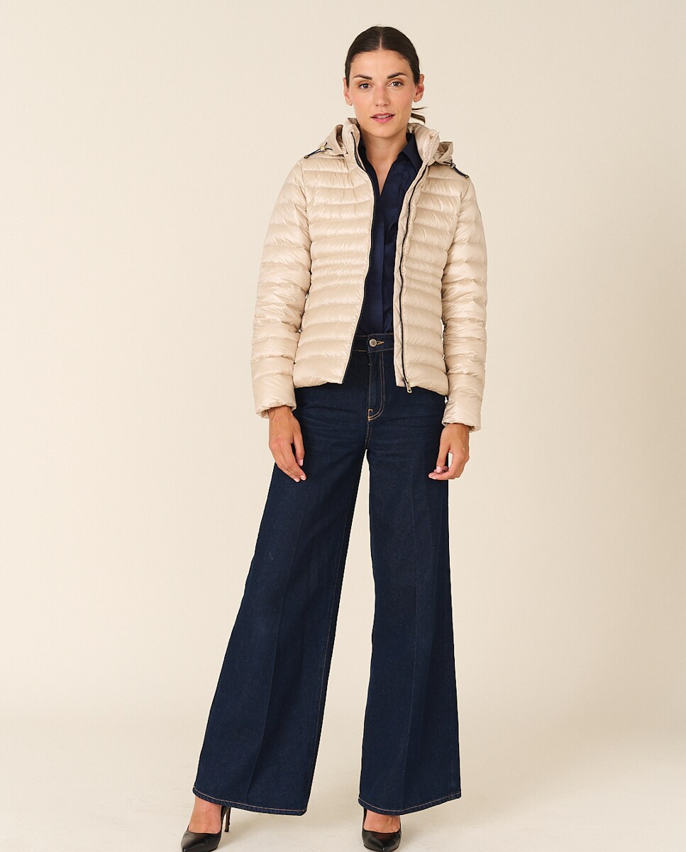 Blusão Acolchoado com Capuz Desmontável Ouro-5