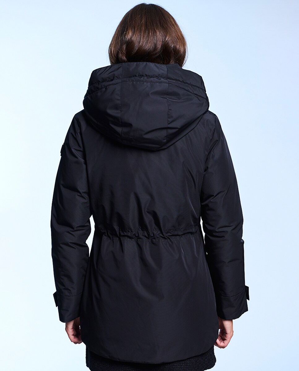Parka com Capuz Desmontável. Preto-2