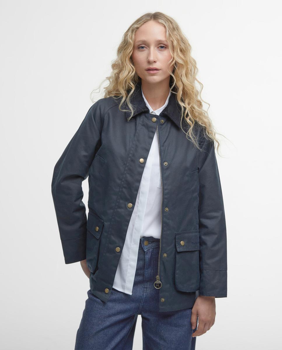 Chaqueta encerada de cuatro bolsillos de Barbour con cuello de cordón tradicional - Azul marino Azul marino-1