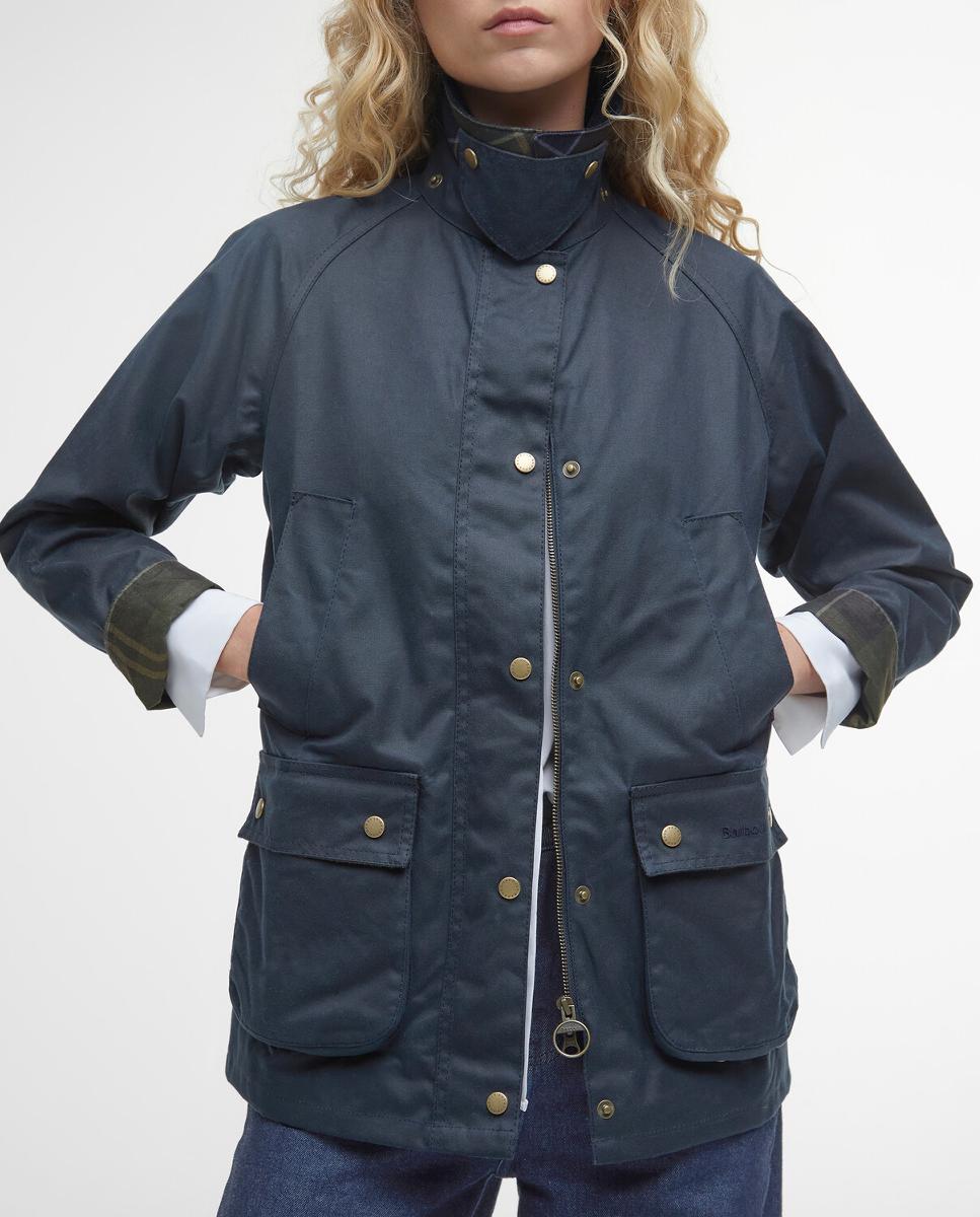 Chaqueta encerada de cuatro bolsillos de Barbour con cuello de cordón tradicional - Azul marino Azul marino-3
