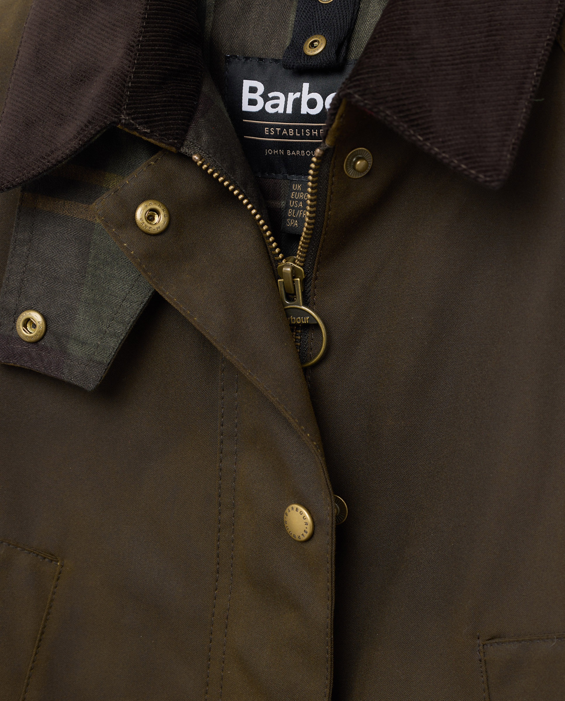 Chaqueta encerada de cuatro bolsillos de Barbour con cuello de cordón tradicional - Verde Verde-5