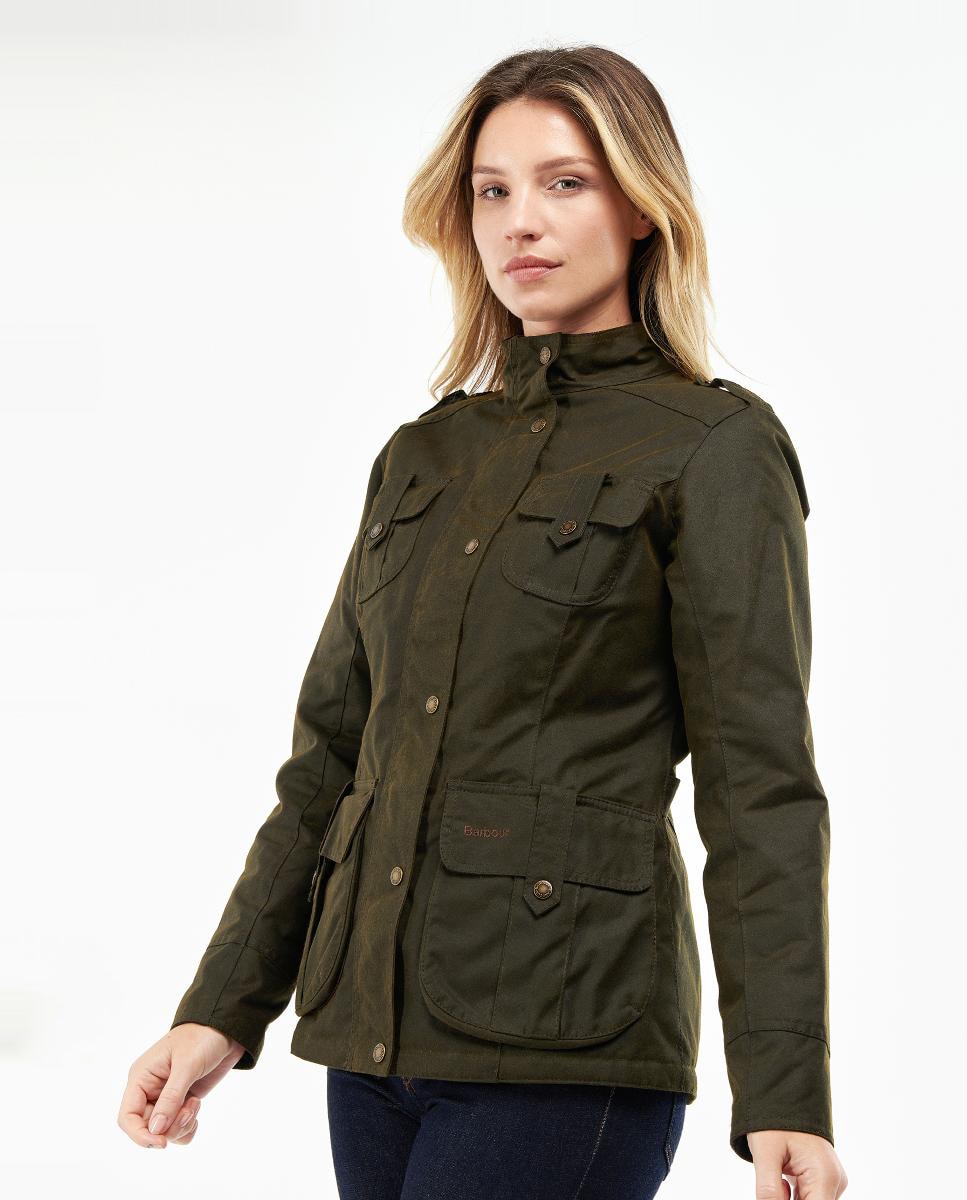 Imagen 0 de Chaqueta estilo encerado de cuatro bolsillos con charreteras Verde