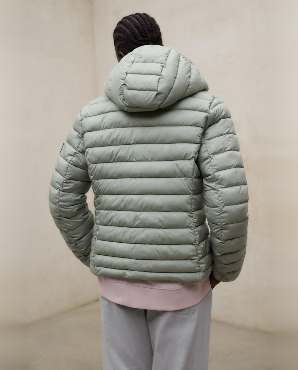 Sobretudo Acolchoado com Fecho de Correr e Bolsos Laterais. Verde-claro-2