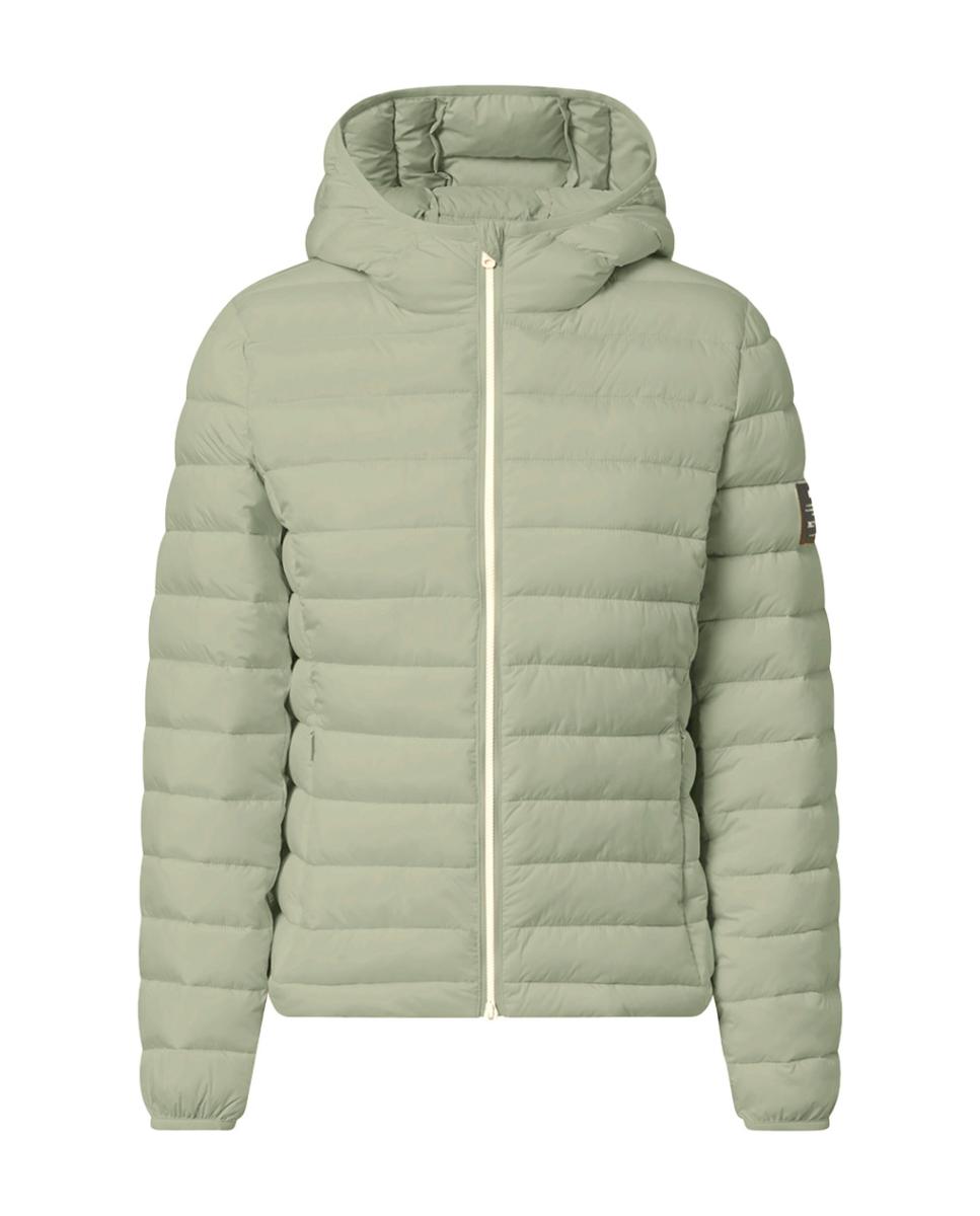 Sobretudo Acolchoado com Fecho de Correr e Bolsos Laterais. Verde-claro-6